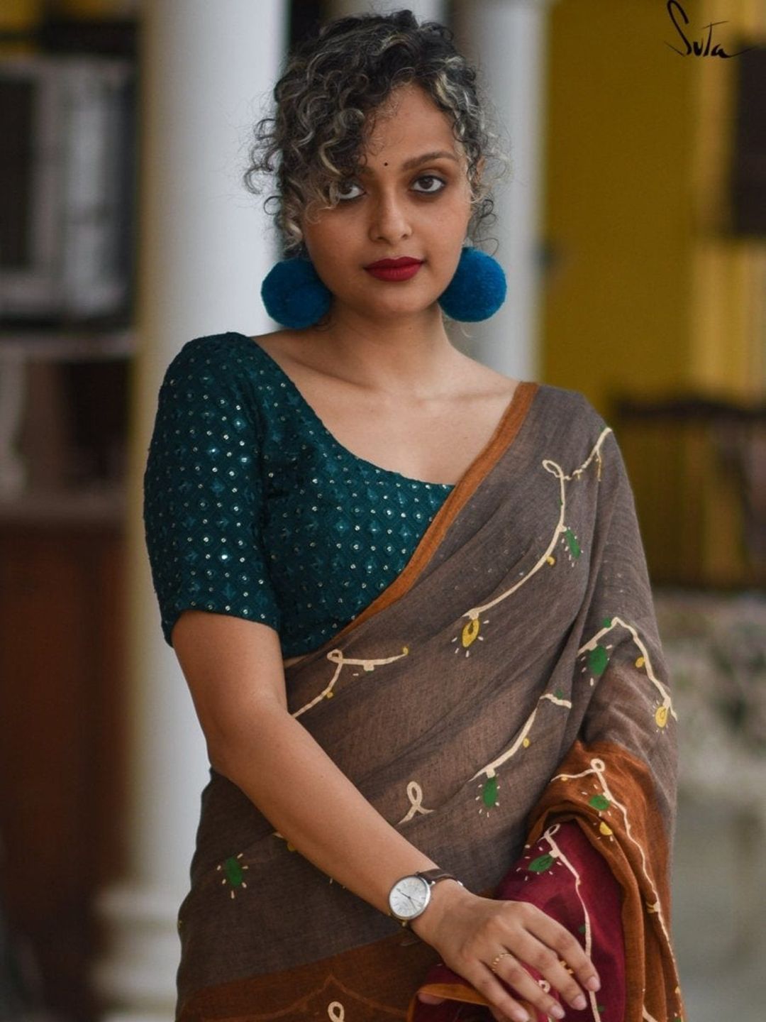 Suta Women Green Embellished Saree Blouse Price in India