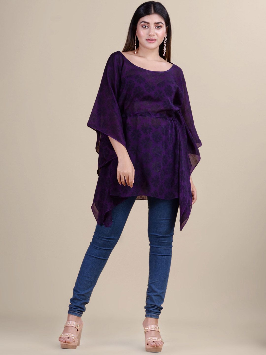 Laa Calcutta Purple Georgette Kaftan Dress Price in India