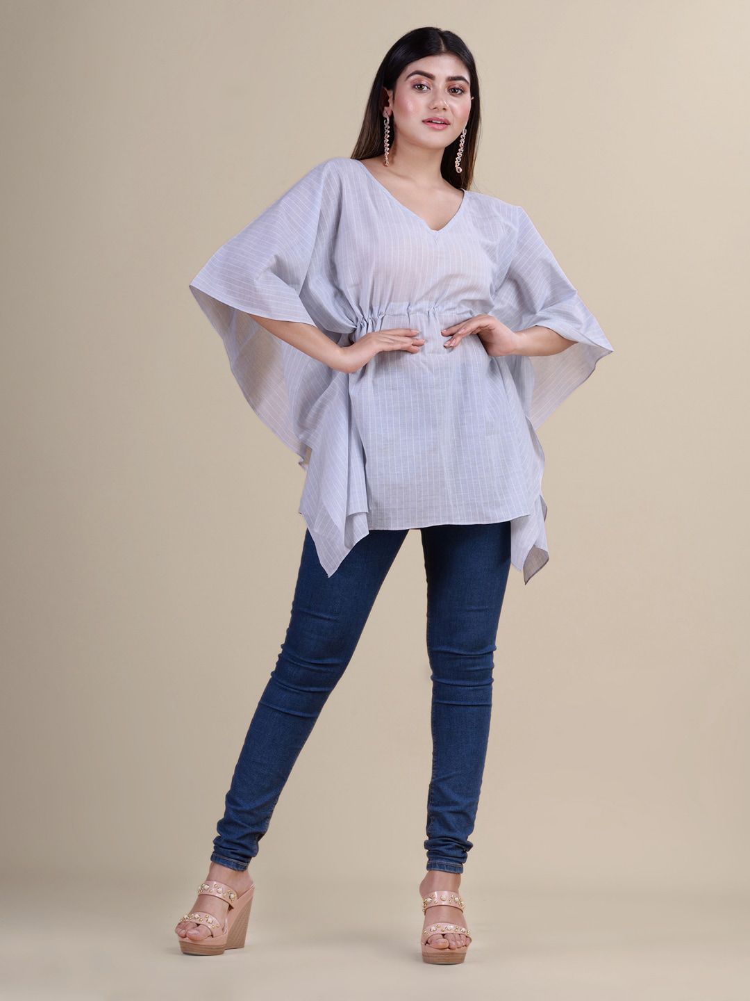 Laa Calcutta White Georgette Kaftan Dress Price in India