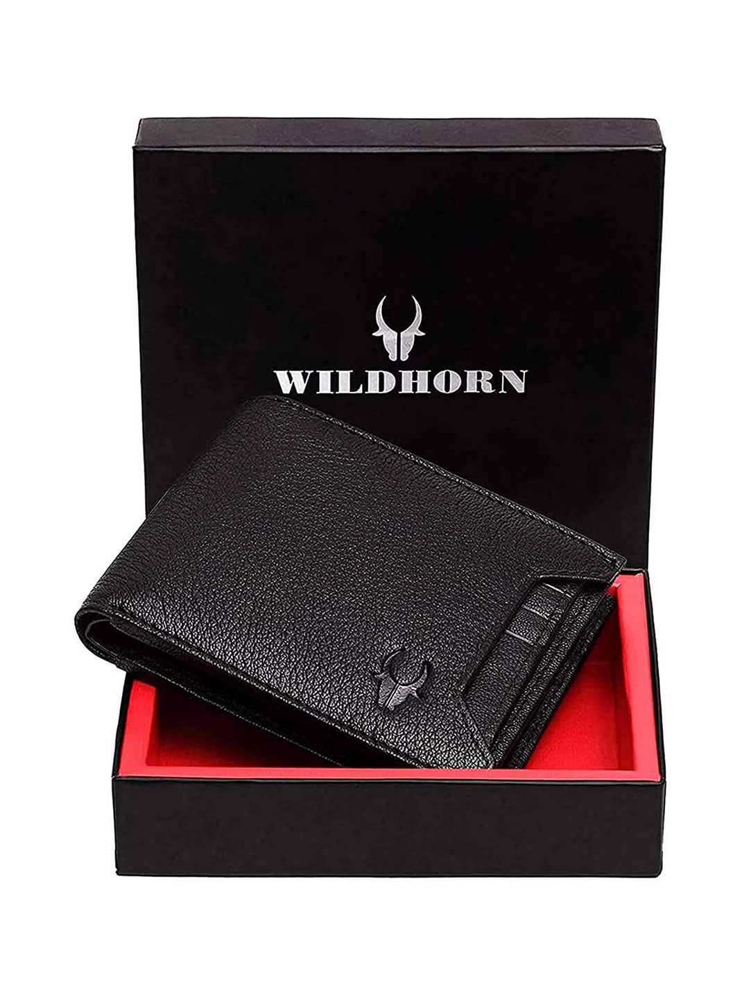 WildHorn Men Black Genuine Leather Wallet deal from myntra