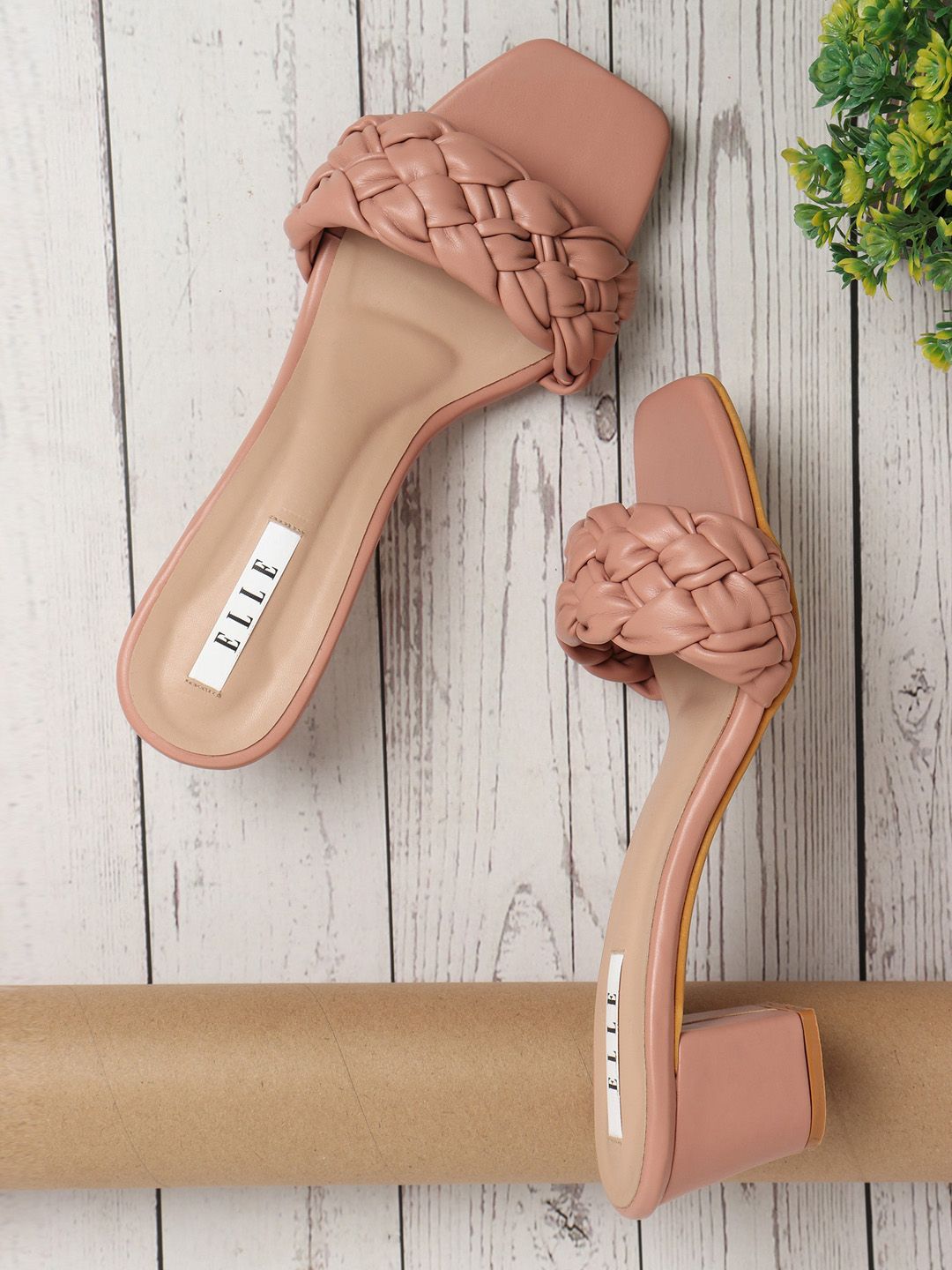 ELLE Peach-Coloured Block Heels Price in India