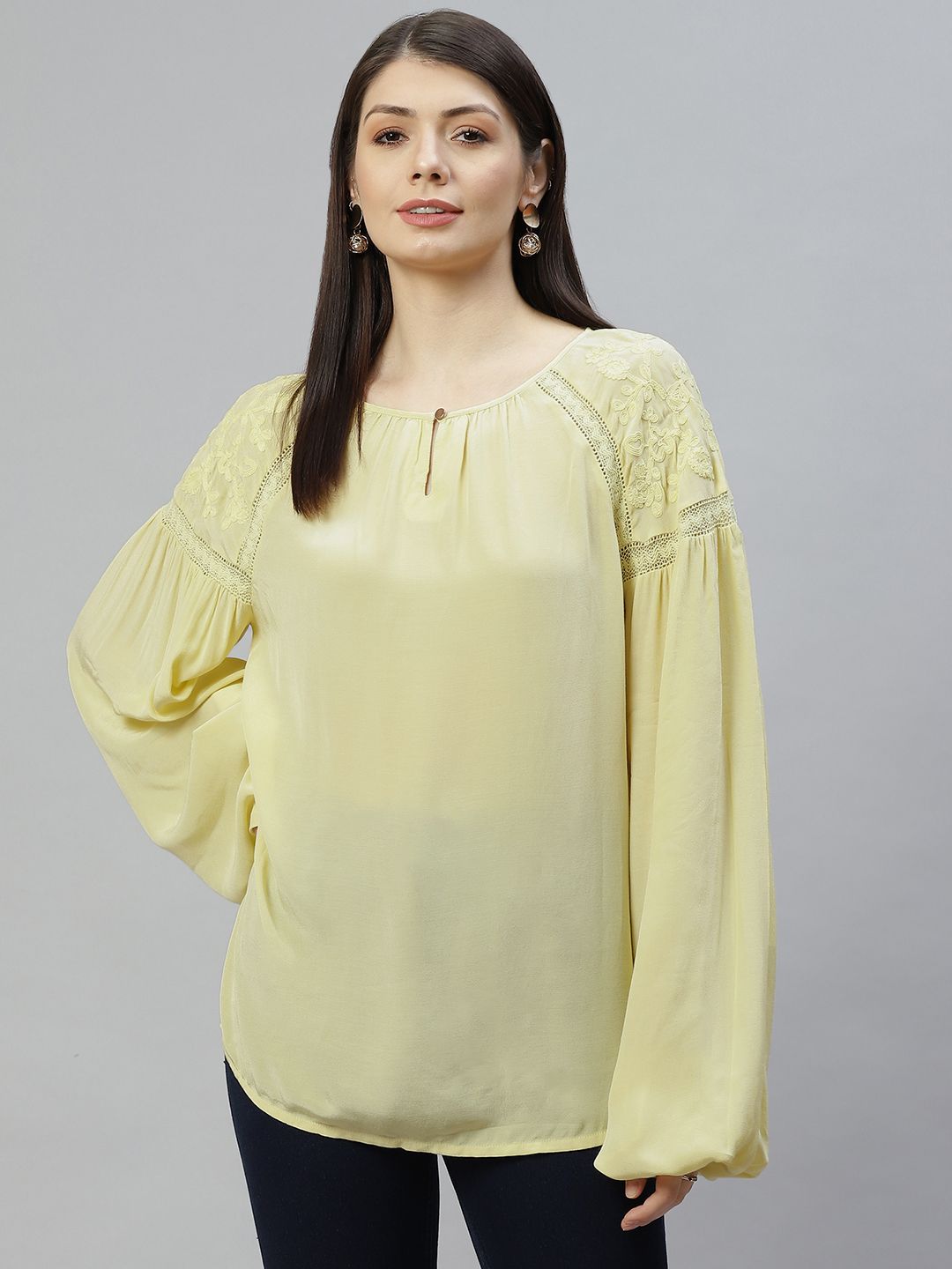 Marks & Spencer Women Yellow Solid Top Price in India