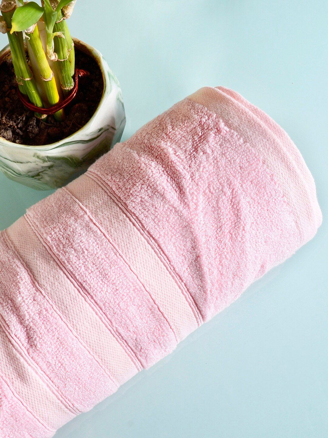 Divine Casa Pink Cotton Bath Towels Price in India