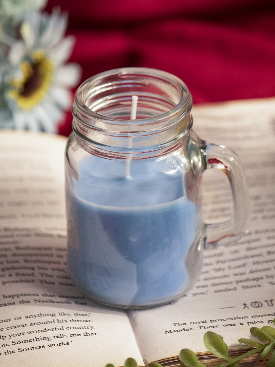 MARKET99 Blue Solid Blueberry Fragrance Glass Candle Price in India
