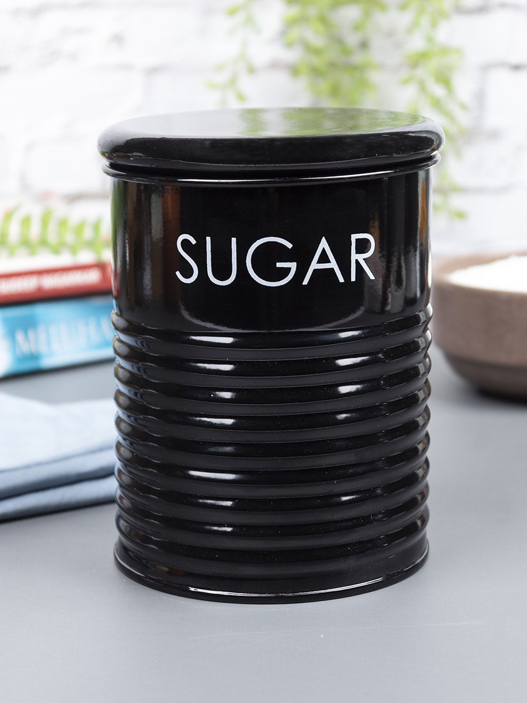 MARKET99 Black Printed Sugar Jar 900ml Price in India