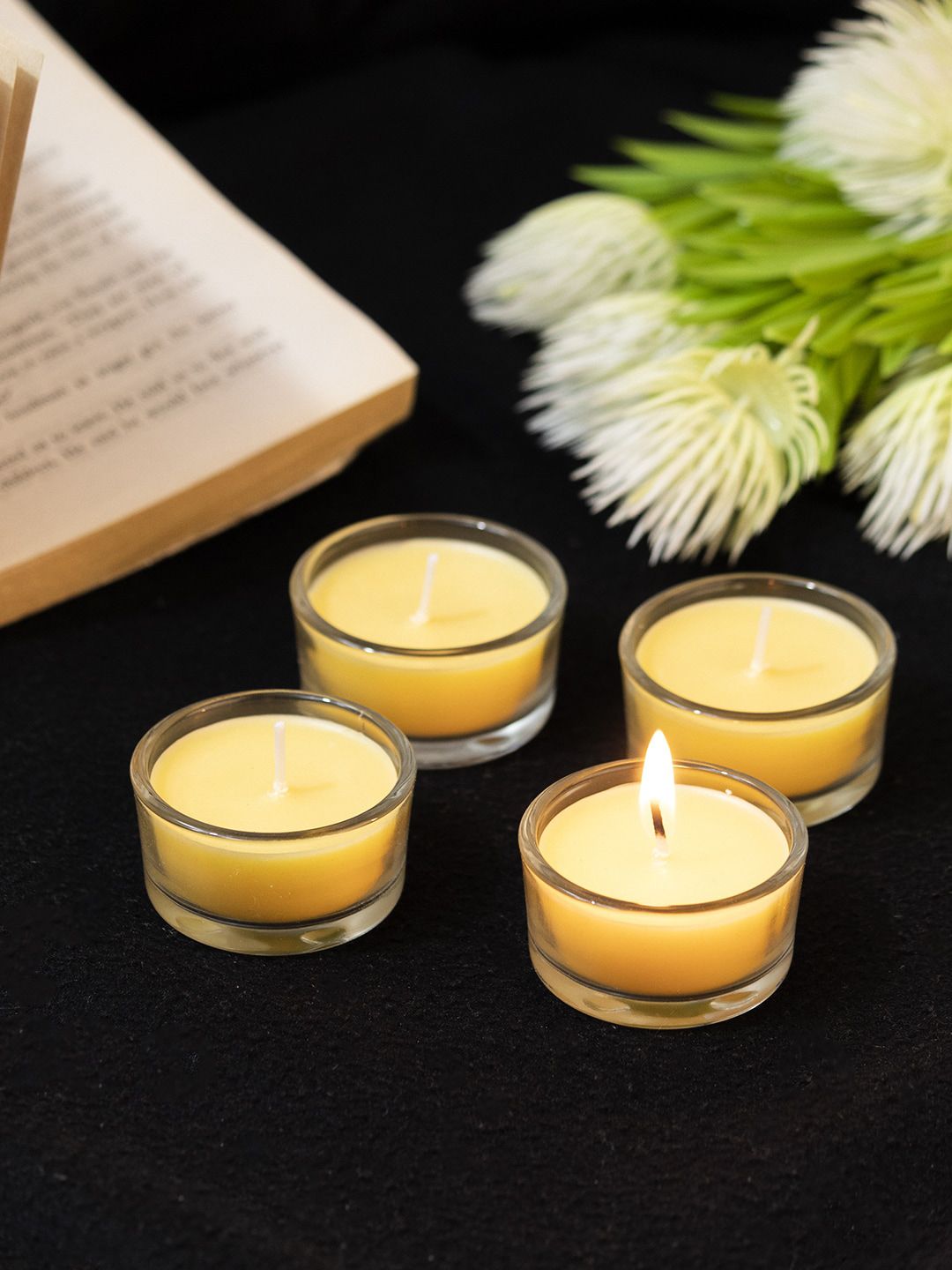 MARKET99 Yellow Pack Of 4 Vanilla Scented Candle Price in India