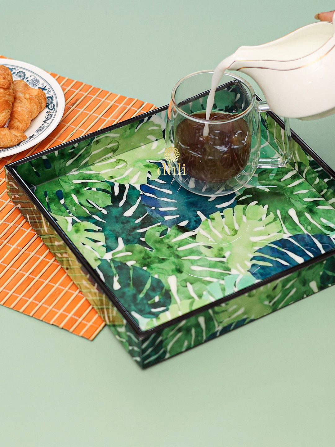 DULI Green Printed Multipurpose Serving Tray Price in India