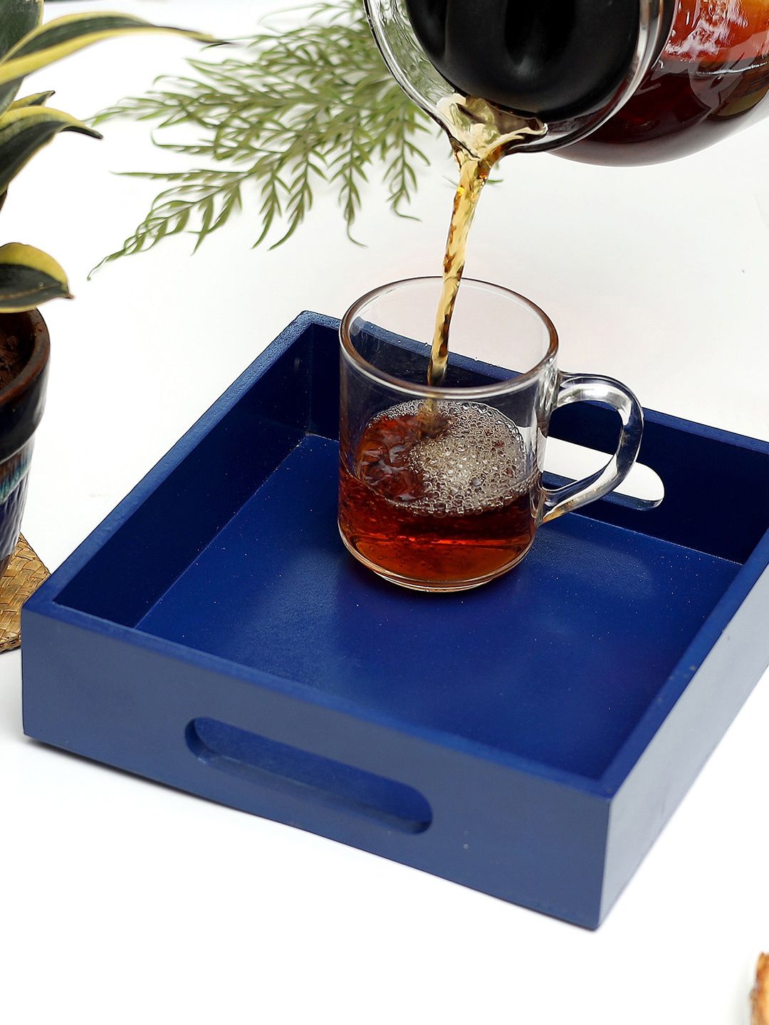 DULI Blue Solid Serving Tray Price in India