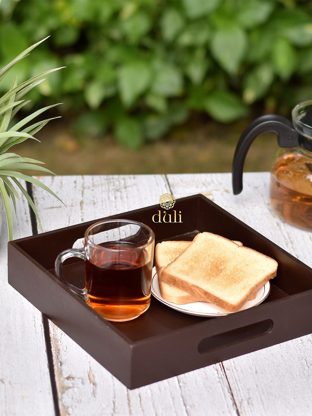 DULI Brown Solid Serving Tray Price in India