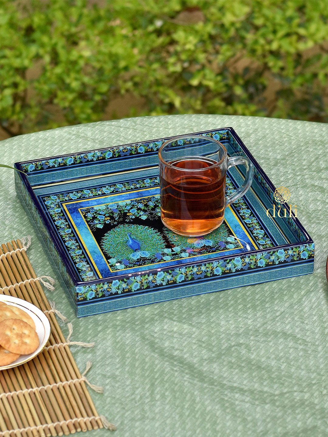 DULI Blue & Green Printed Multipurpose Tray Price in India