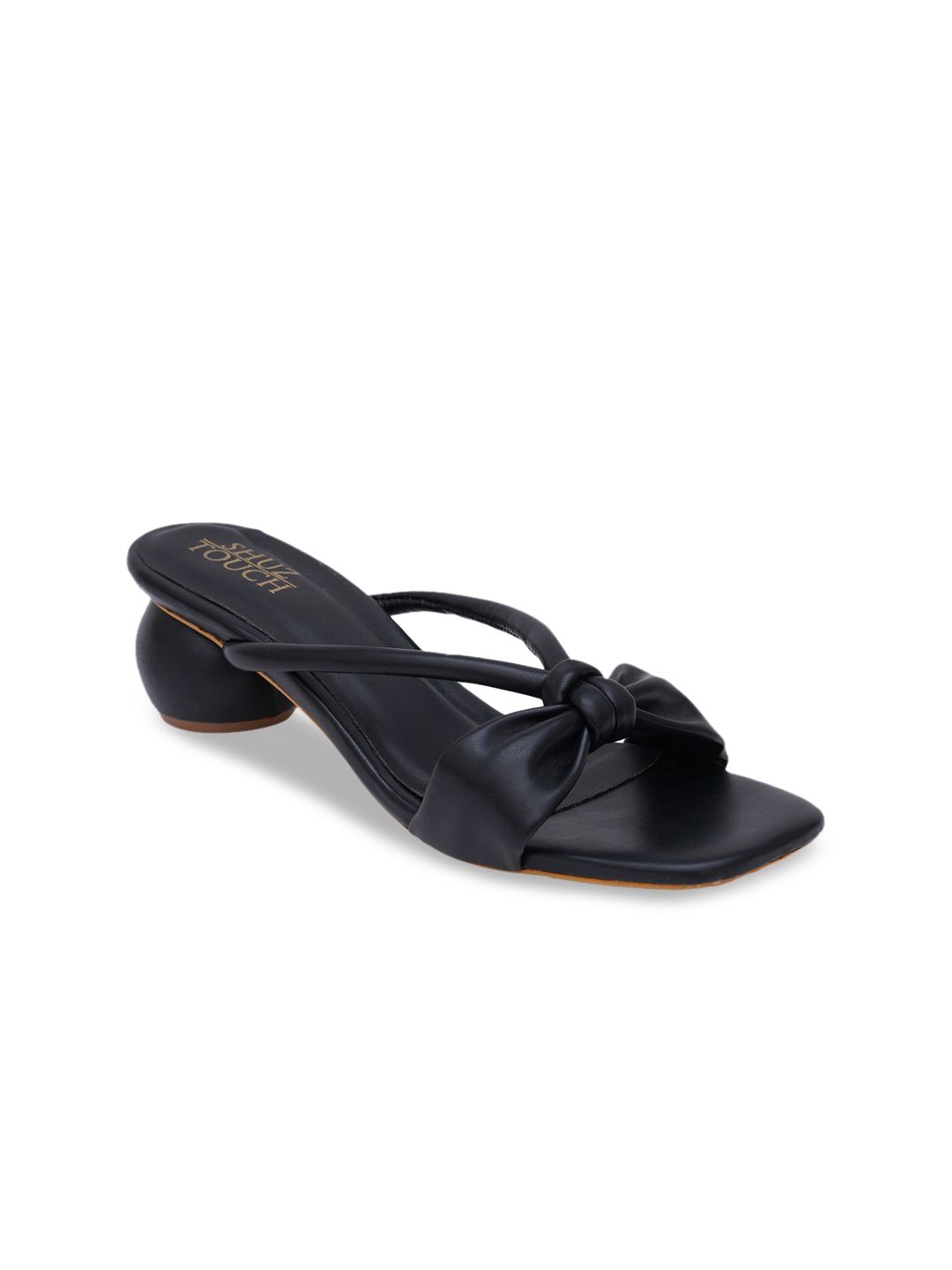SHUZ TOUCH Black Block Mules with Bows Price in India