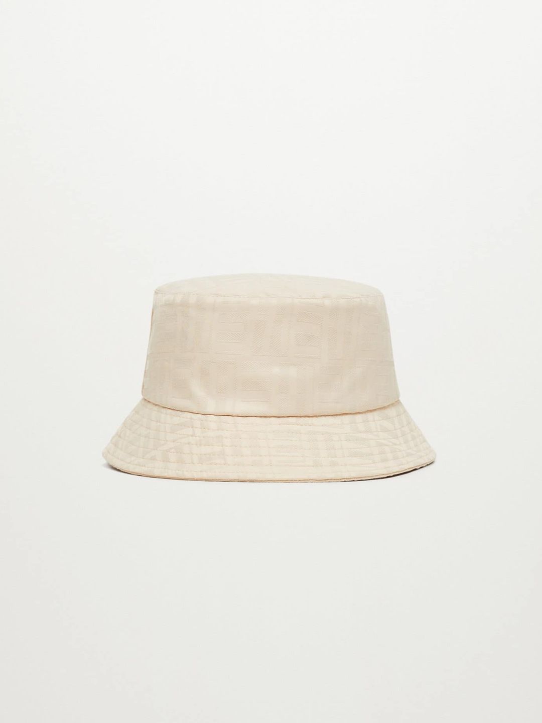 MANGO Women Off White Brand Logo Patterned Bucket Hat Price in India