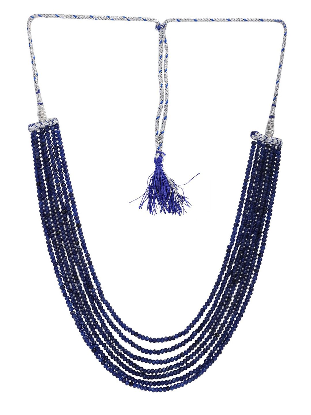 Runjhun Navy Blue 7-Layered Onex Beads Gemstone Semi Precious Stone Necklace Price in India