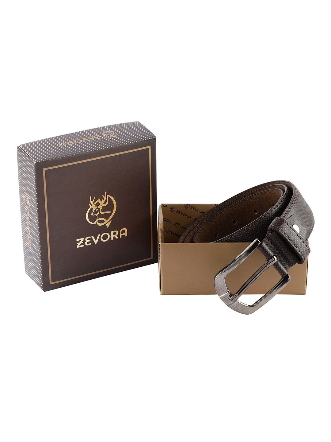 ZEVORA Women Brown Textured PU Belt Price in India