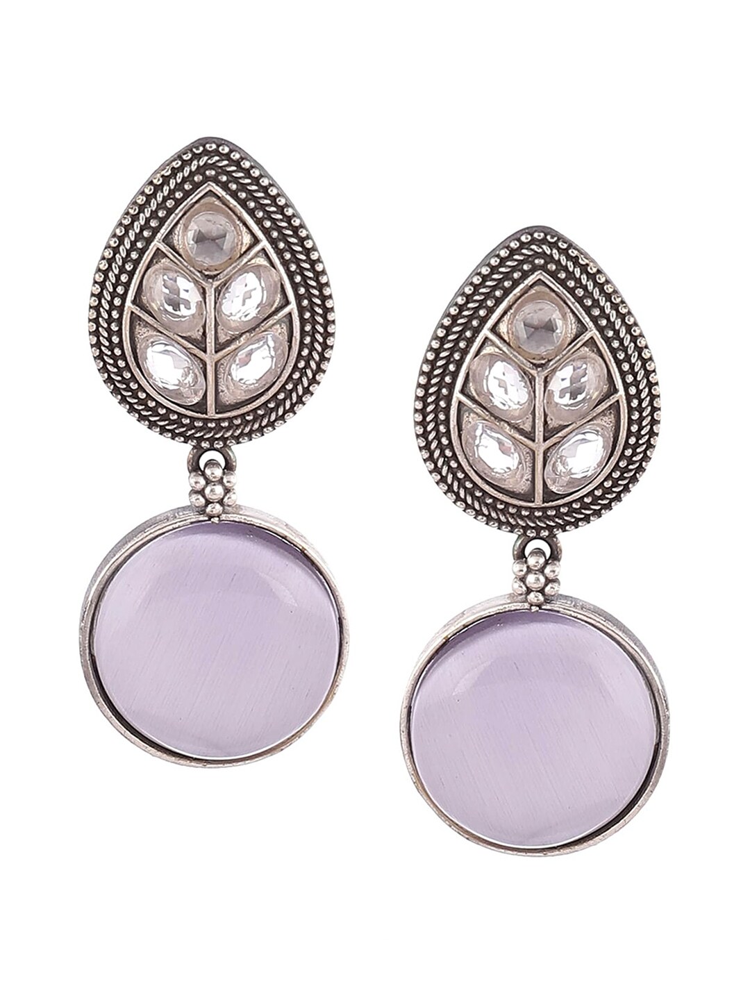 Biba Silver-Toned & Purple Contemporary Drop Earrings Price in India
