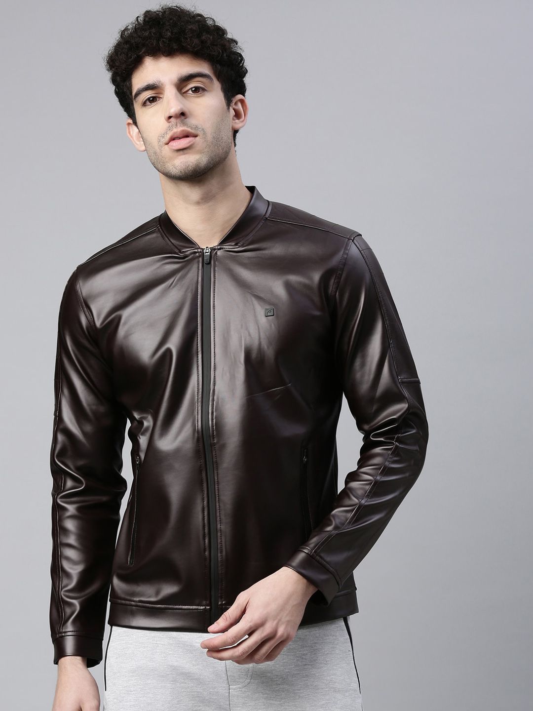 Proline Active Men Maroon Solid Biker Jacket