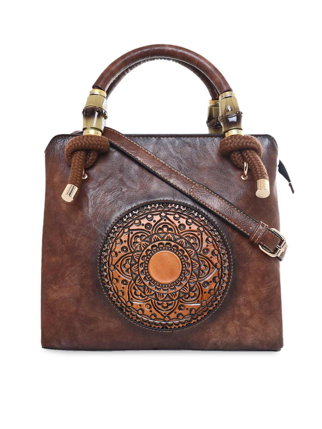 ESBEDA Brown PU Structured Handheld Bag Price in India