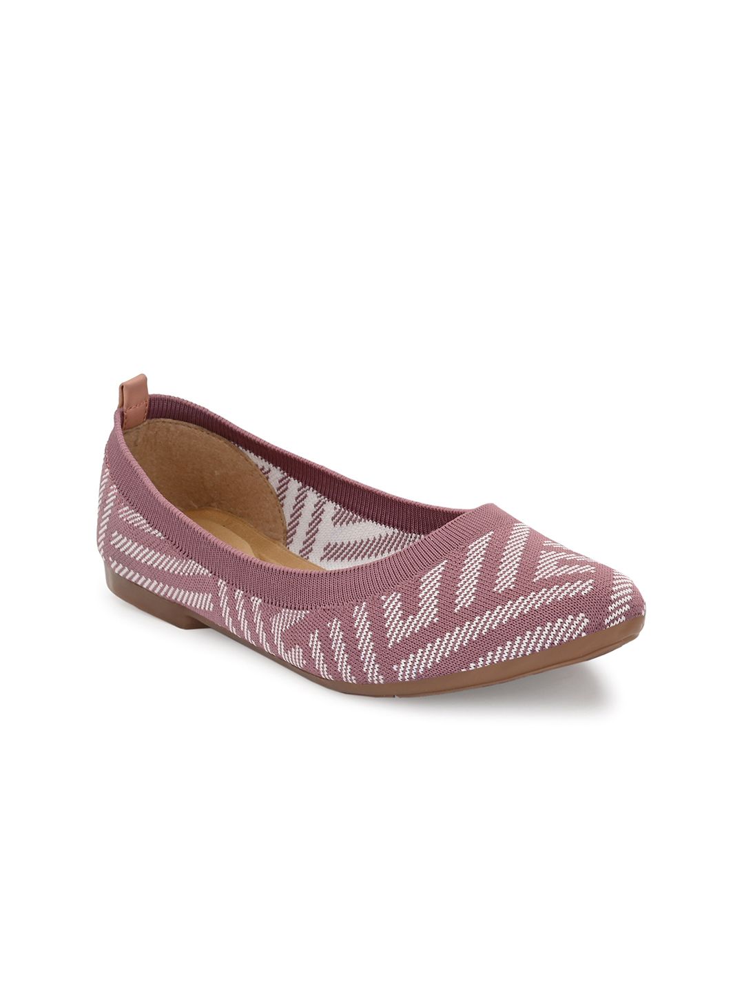 TAURENE Women Pink Striped Ballerinas Flats