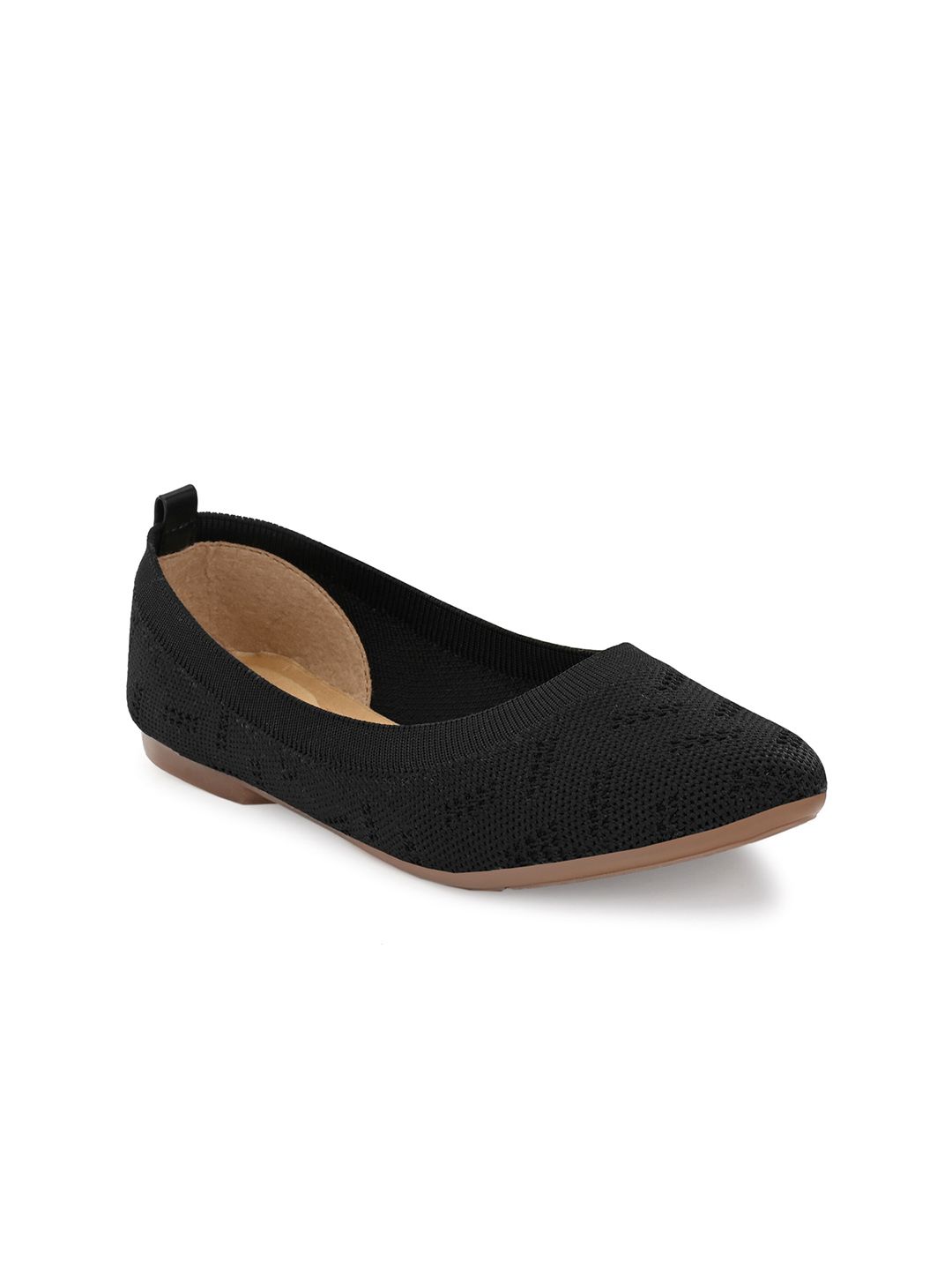 TAURENE Women Black Ballerinas with Laser Cuts Flats