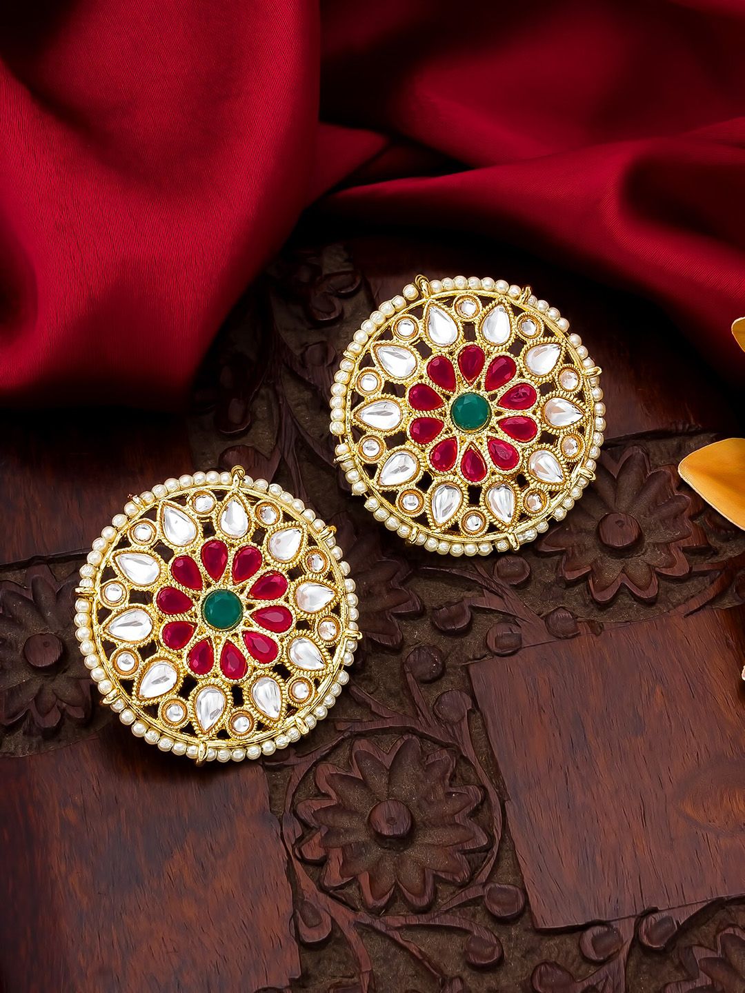 aadita Gold-Plated Circular Studs Earrings Price in India