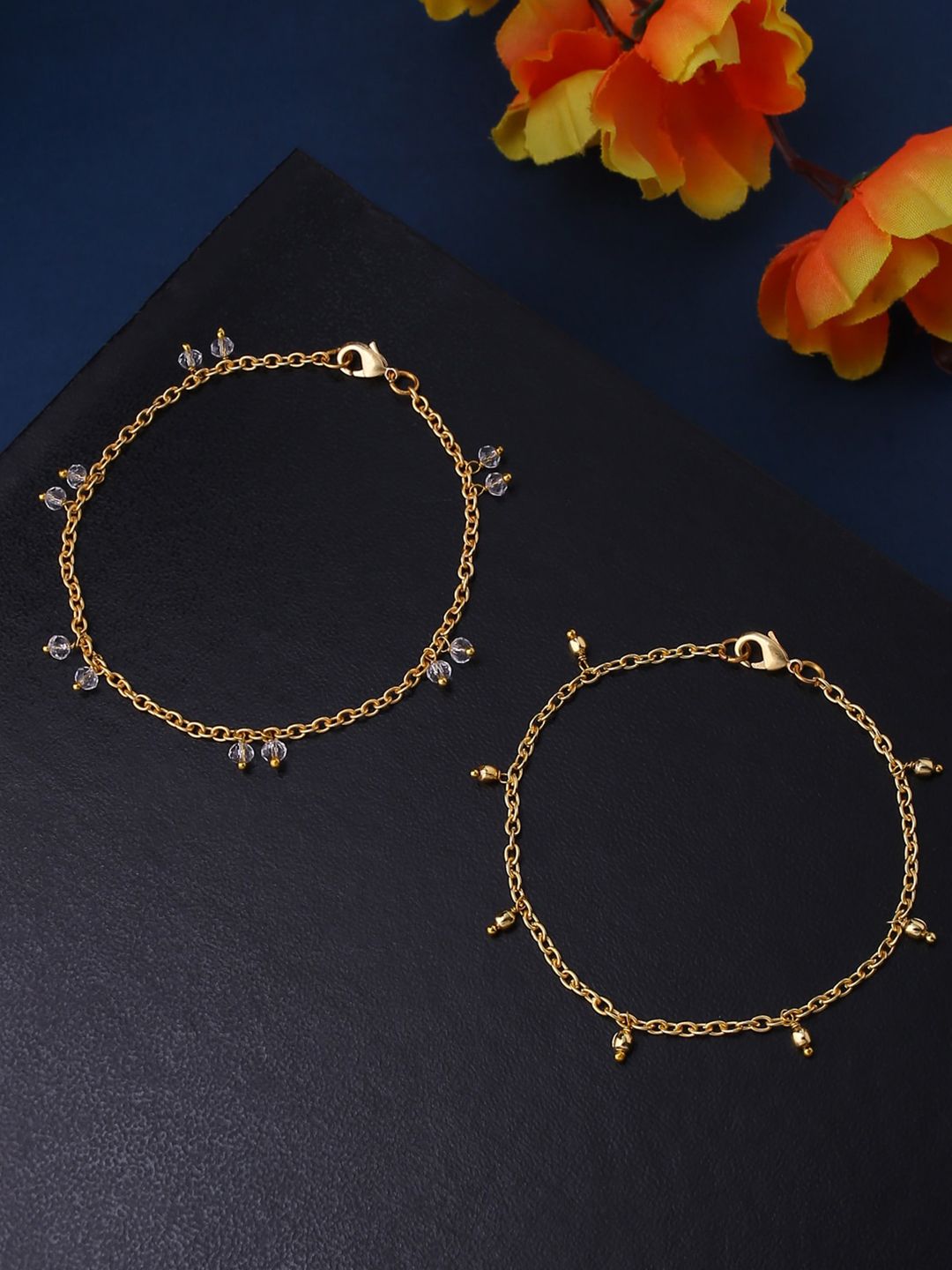 kashwini Set of 2 Women Gold-Plated Charm Bracelet Price in India