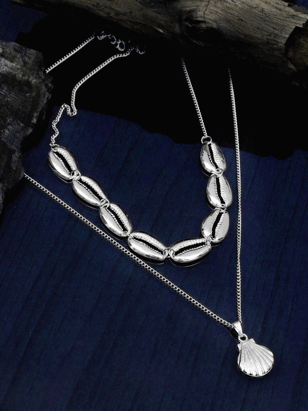 Crunchy Fashion Women Silver-Plated Oxidized Layered Chain Price in India