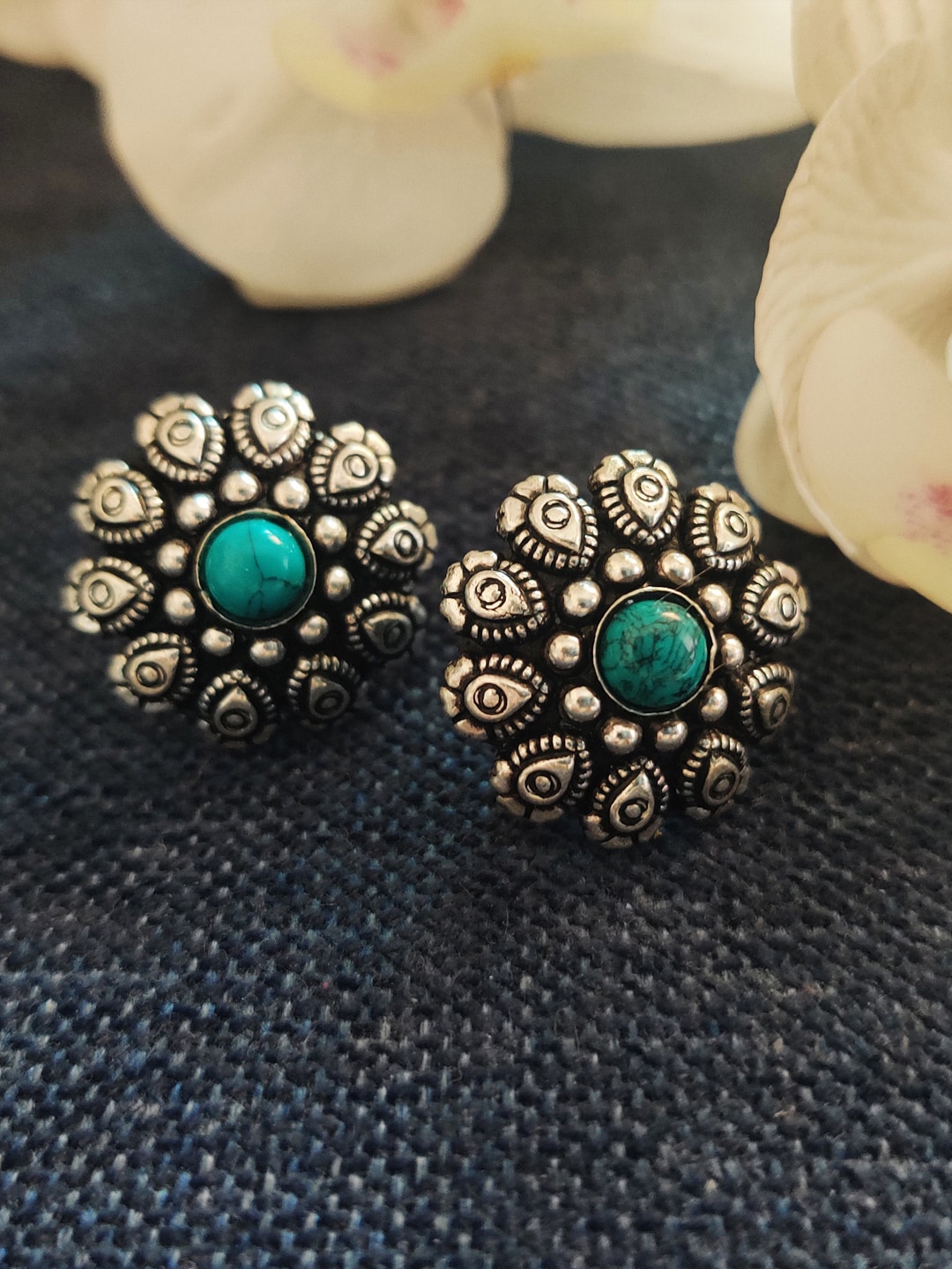 Binnis Wardrobe Turquoise Blue Contemporary Stud Earrings Price in India
