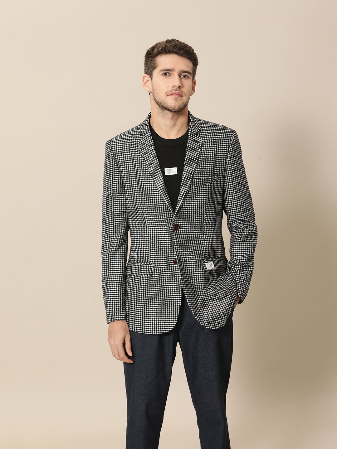 Mens black tweed on sale blazer