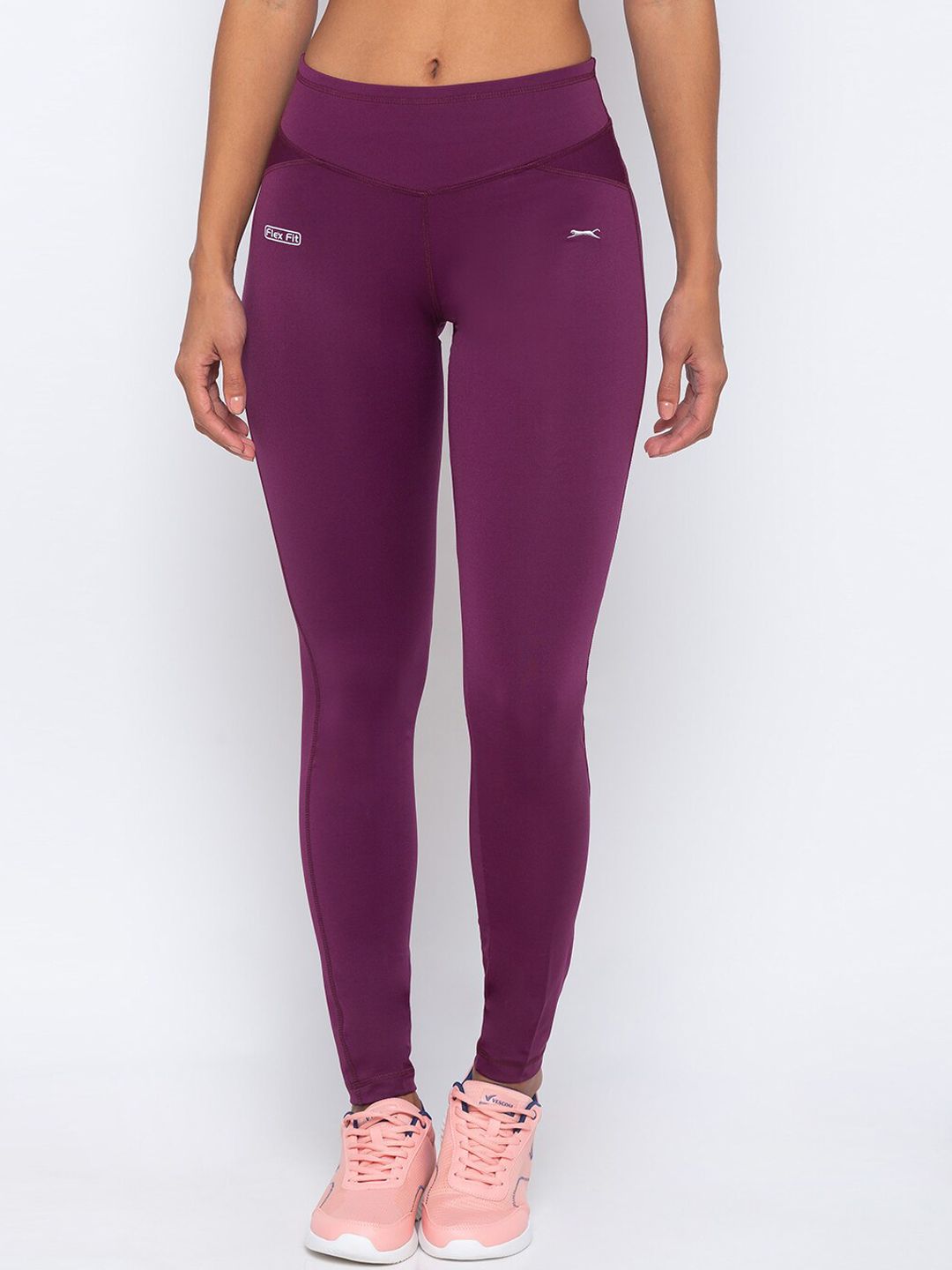 Black Panther Women Purple Solid Slim Fit Yoga Tights Price in India