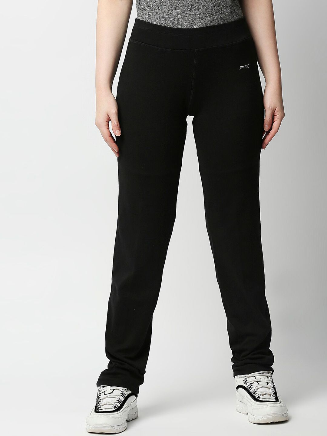 Black Panther Women Black Solid Slim Fit Track Pants Price in India