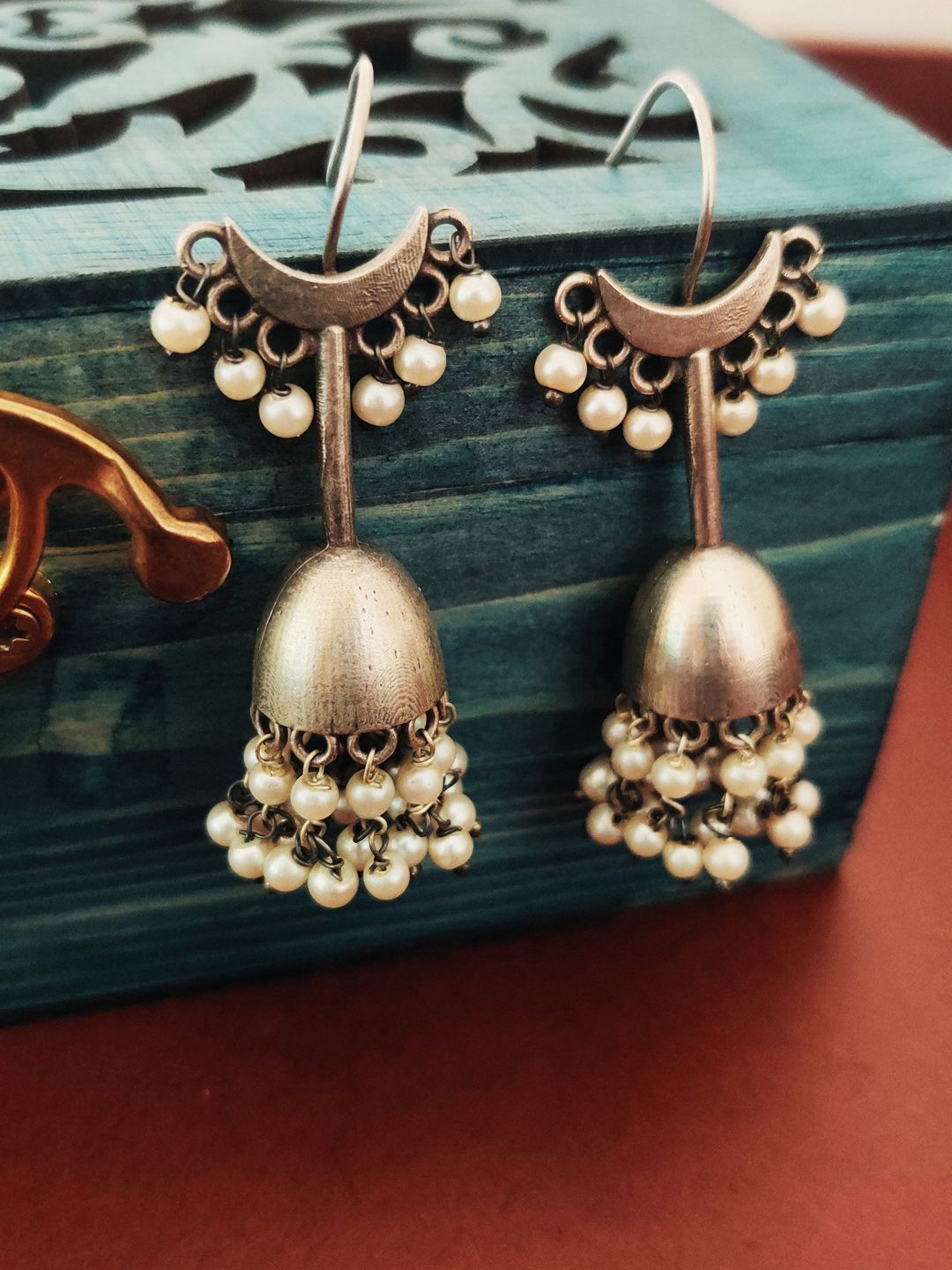 Binnis Wardrobe Silver-Toned Contemporary Jhumkas Earrings Price in India