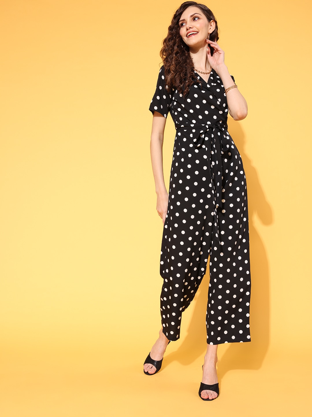Berrylush Women Stunning Black Printed All in the Details Jumpsuit Price in India
