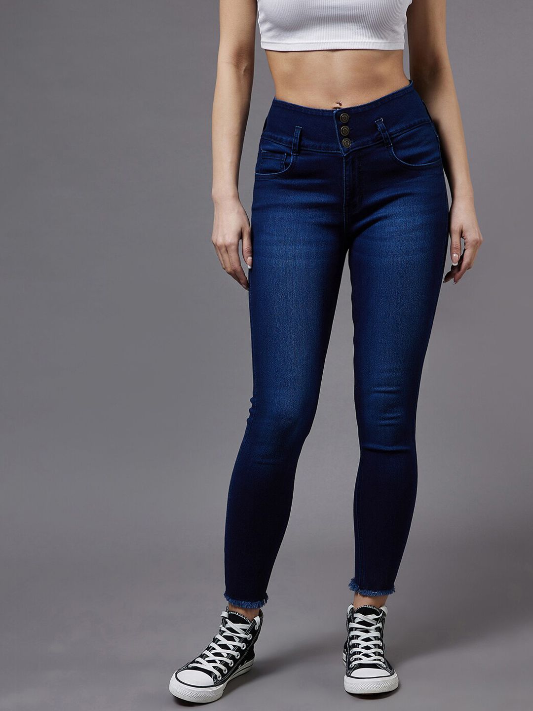 Miss Chase Women Blue Skinny Fit High-Rise Light Fade Stretchable Jeans