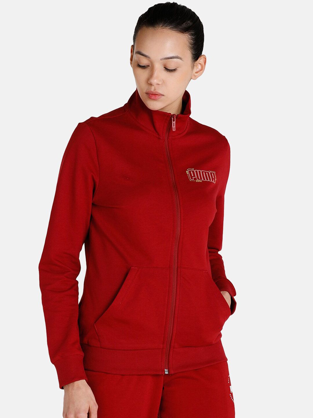 Puma Women Red Cotton Sporty Jacket Price in India
