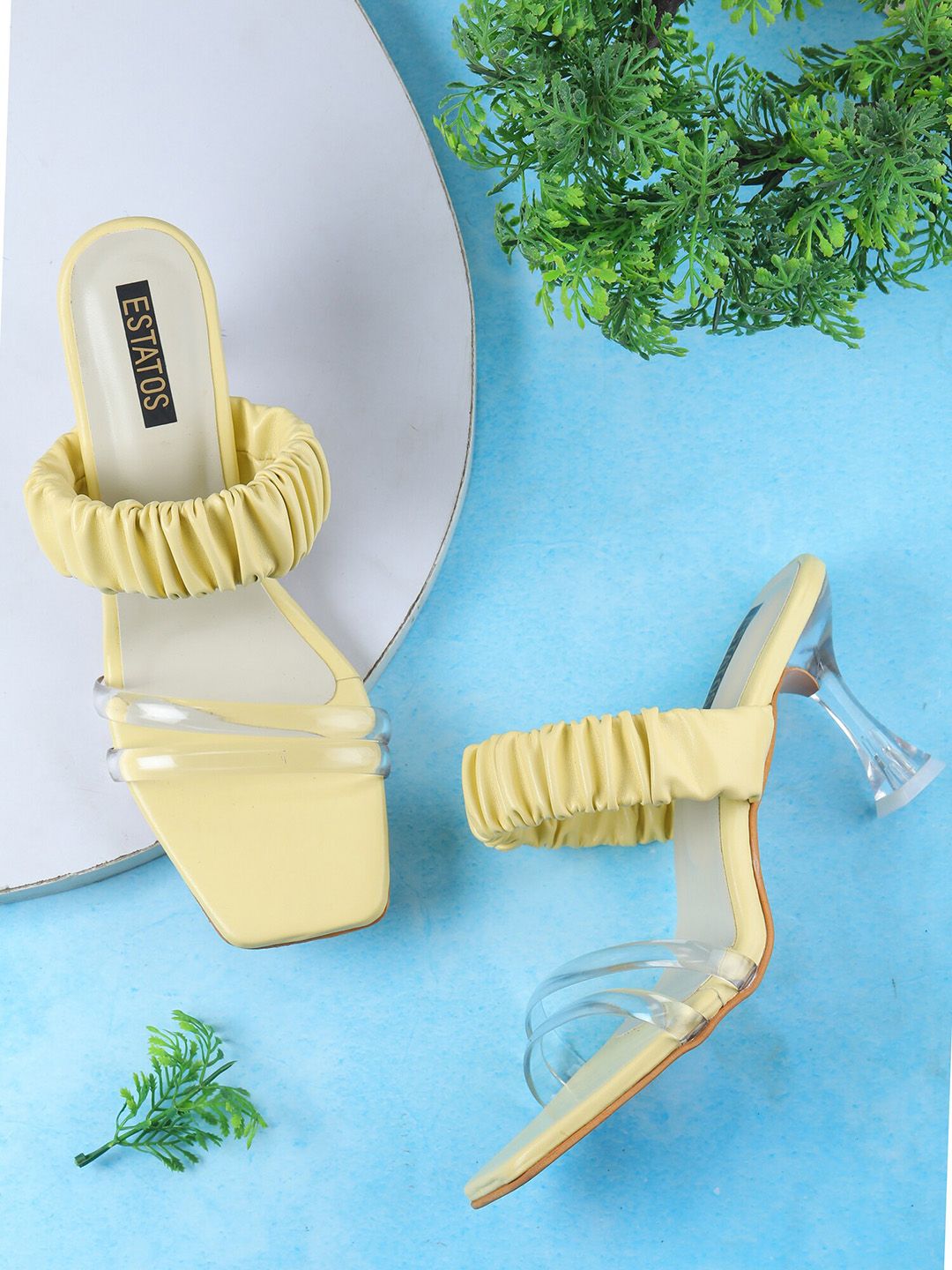 ESTATOS Women Yellow Kitten Heels Price in India