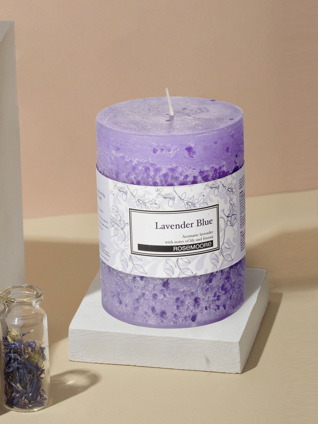 ROSEMOORe Purple Lavender Scented Pillar Candle Price in India