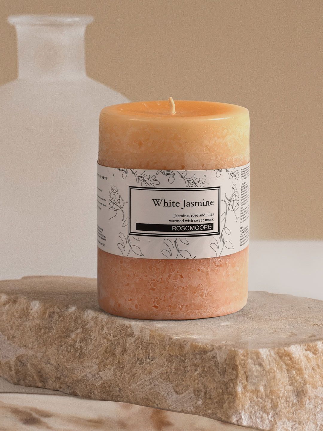 ROSEMOORe Peach-Coloured Scented Pillar Candle Price in India