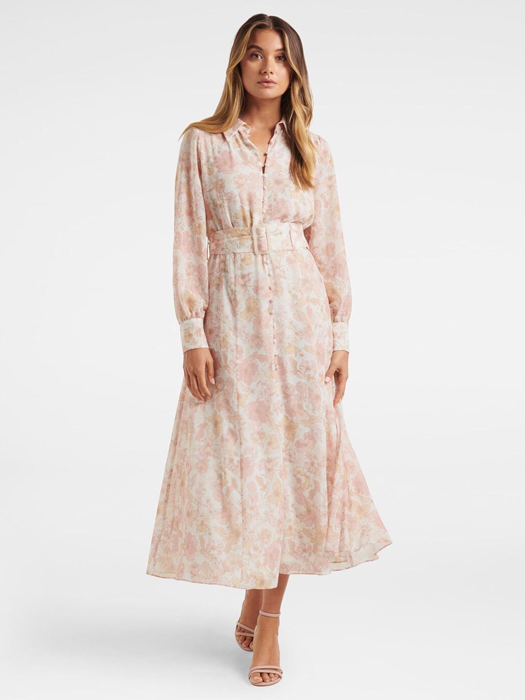 Forever New Pink Floral Shirt Maxi Dress Price in India