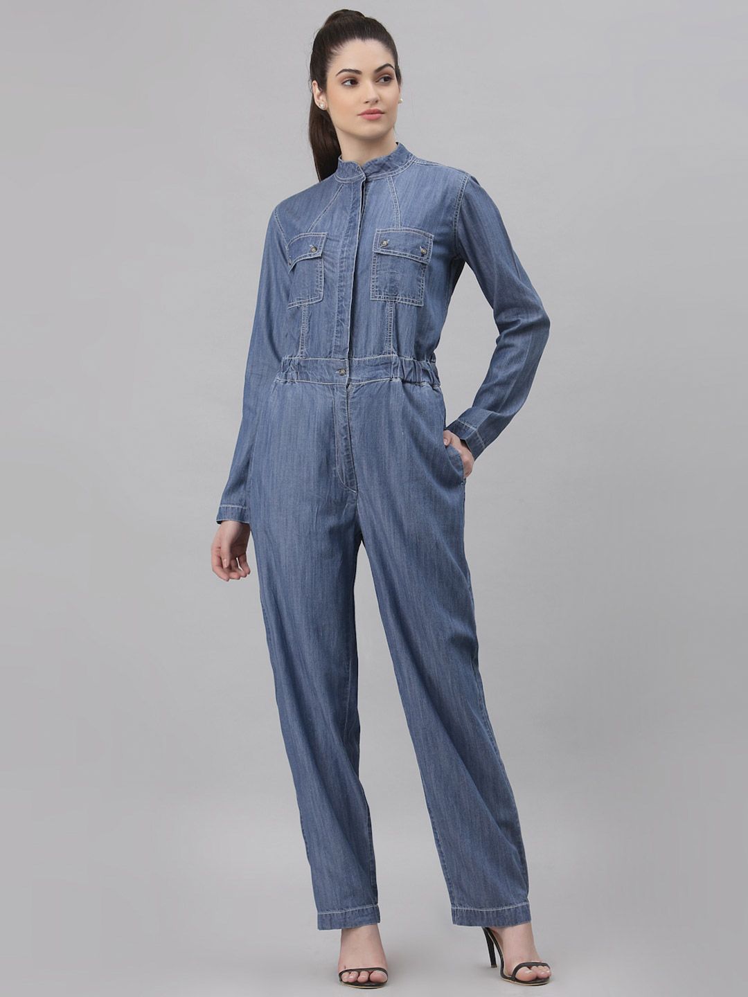 KASSUALLY Blue Basic Jumpsuit Price in India
