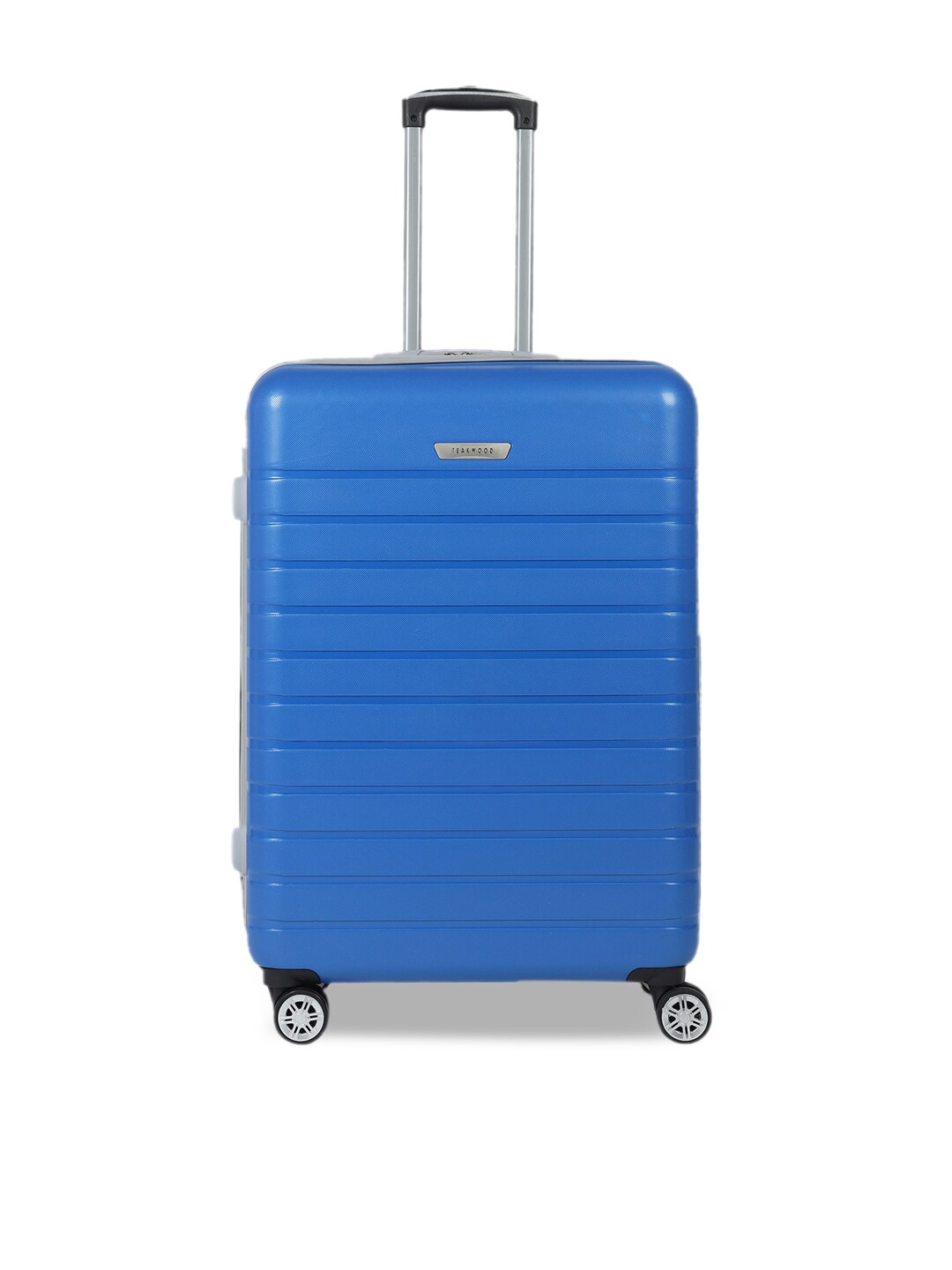 Teakwood Leathers Blue Textured Hard-Sided Large Trolley Suitcase Price in India