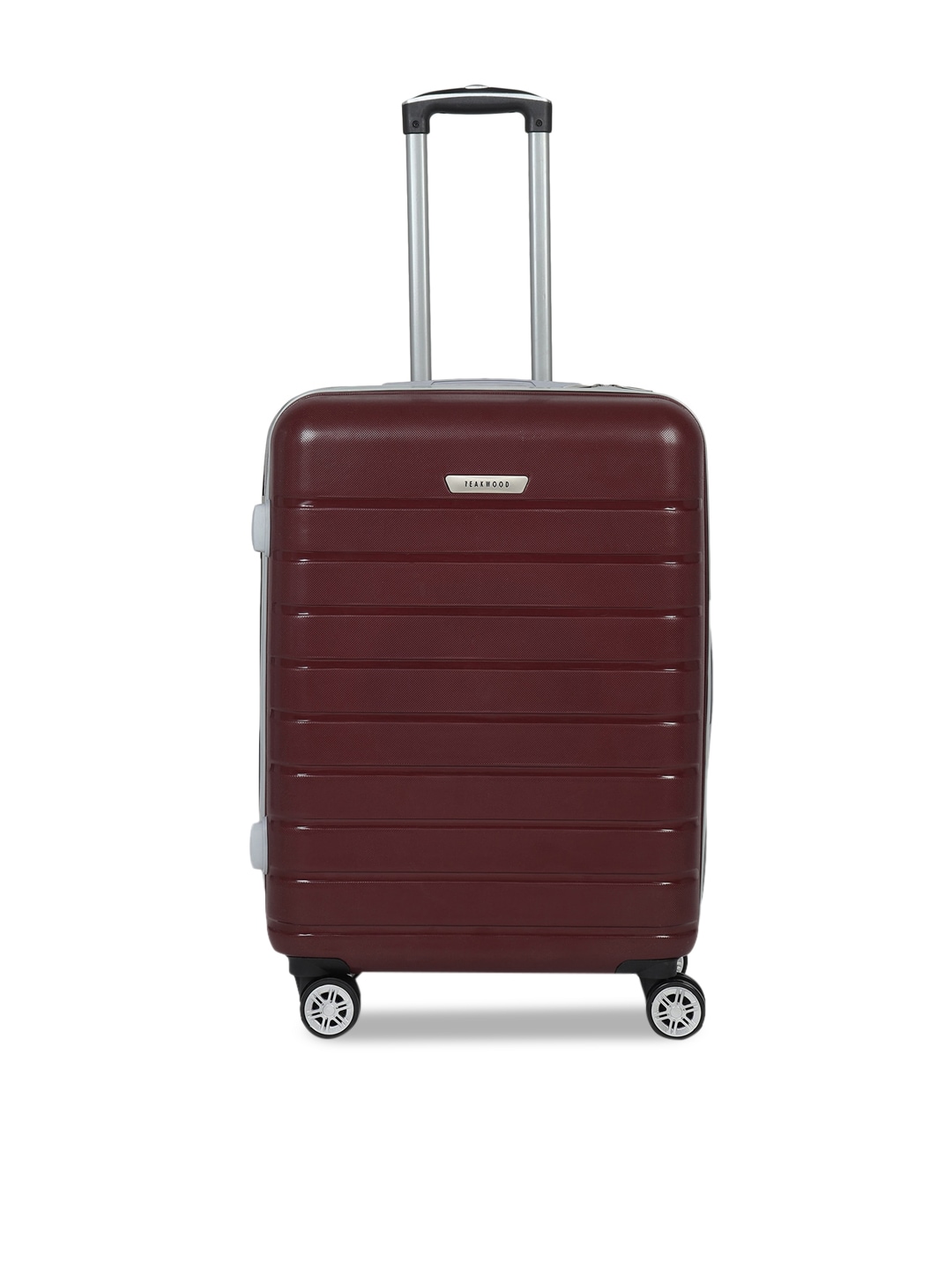 Teakwood Leathers Brown Textured Hard-Sided Medium Trolley Suitcase Price in India
