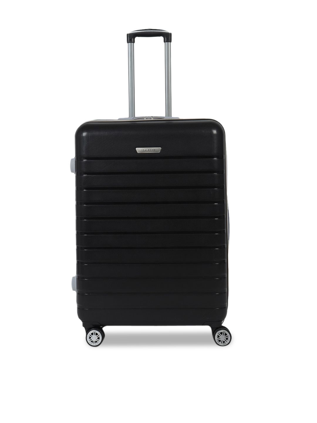 Teakwood Leathers Black Textured Hard Sided Large Trolley Suitcase Price in India