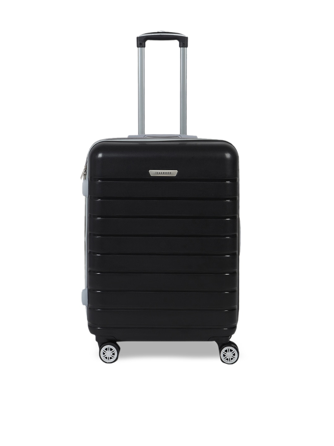 Teakwood Leathers Black Textured Hard-Sided Medium Trolley Suitcase Price in India