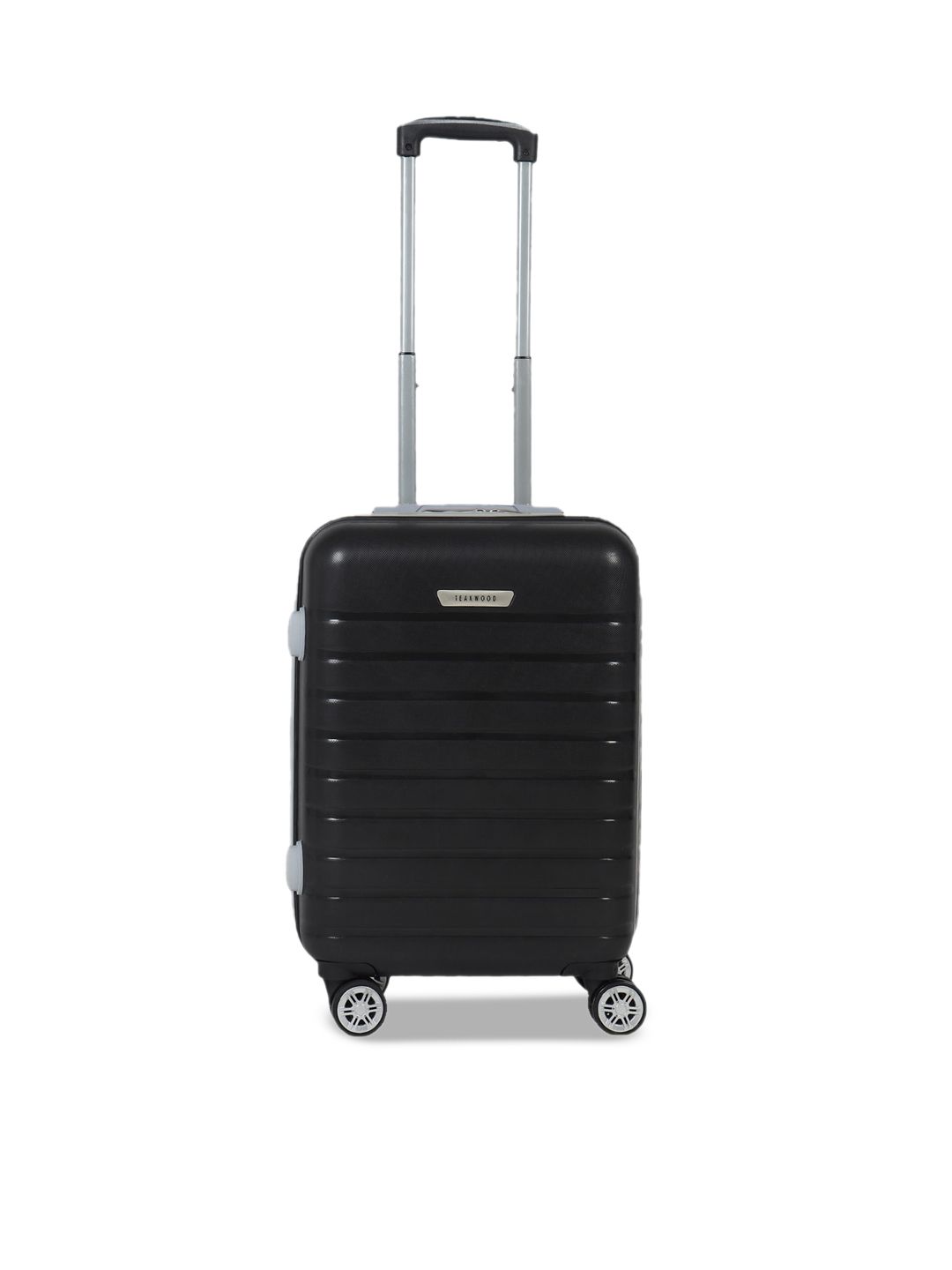 Teakwood Leathers Black Textured Hard-Sided Cabin Trolley Suitcase Price in India
