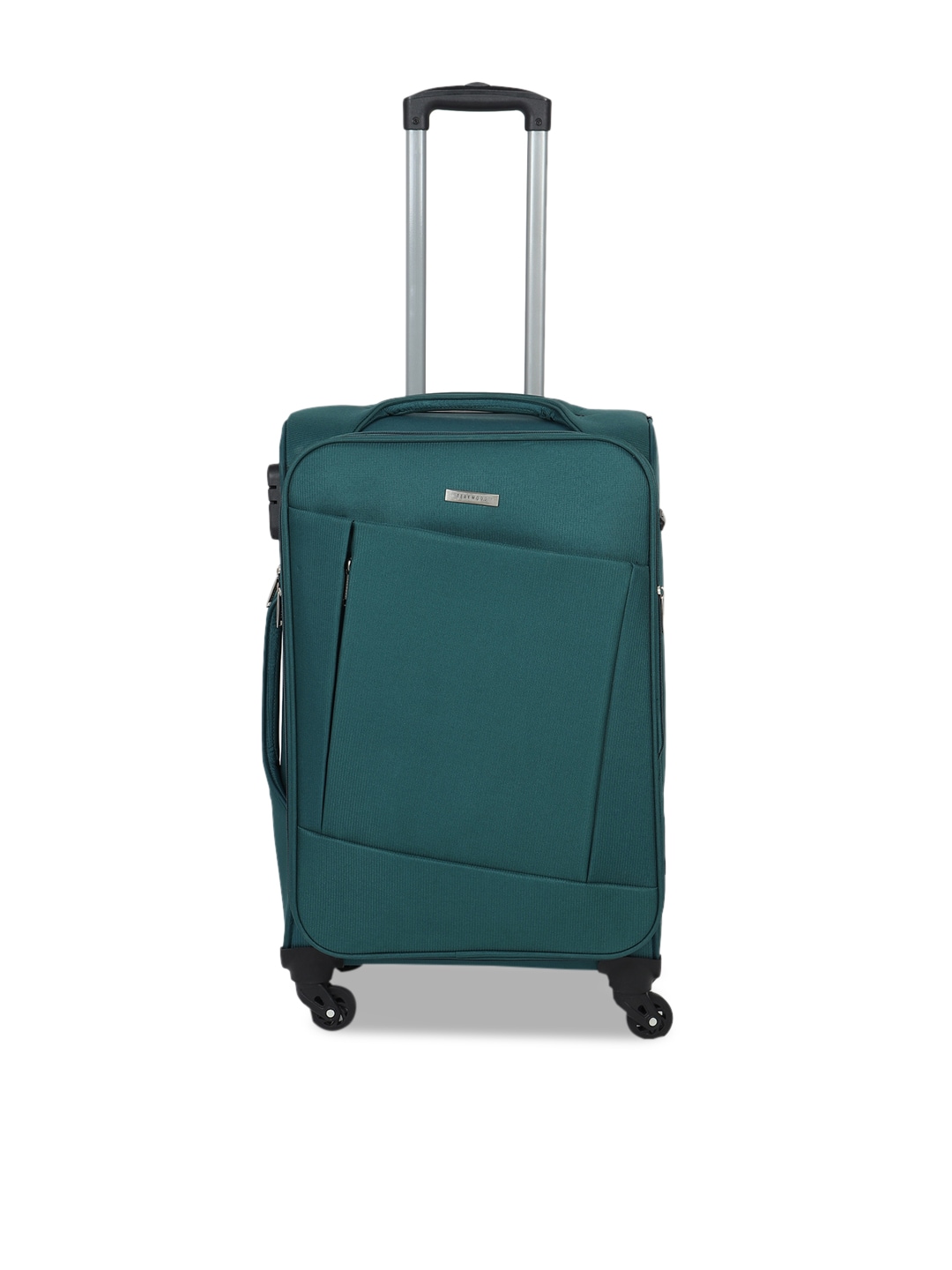 Teakwood Leathers Teal Green Solid Soft-Sided Trolley Suitcase Price in India