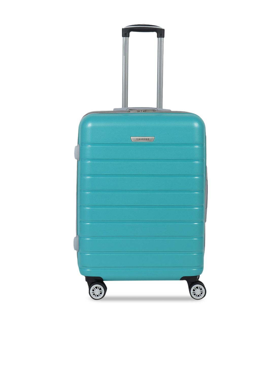 Teakwood Leathers Turquoise Green Textured Hard Sided Trolley Bag Price in India