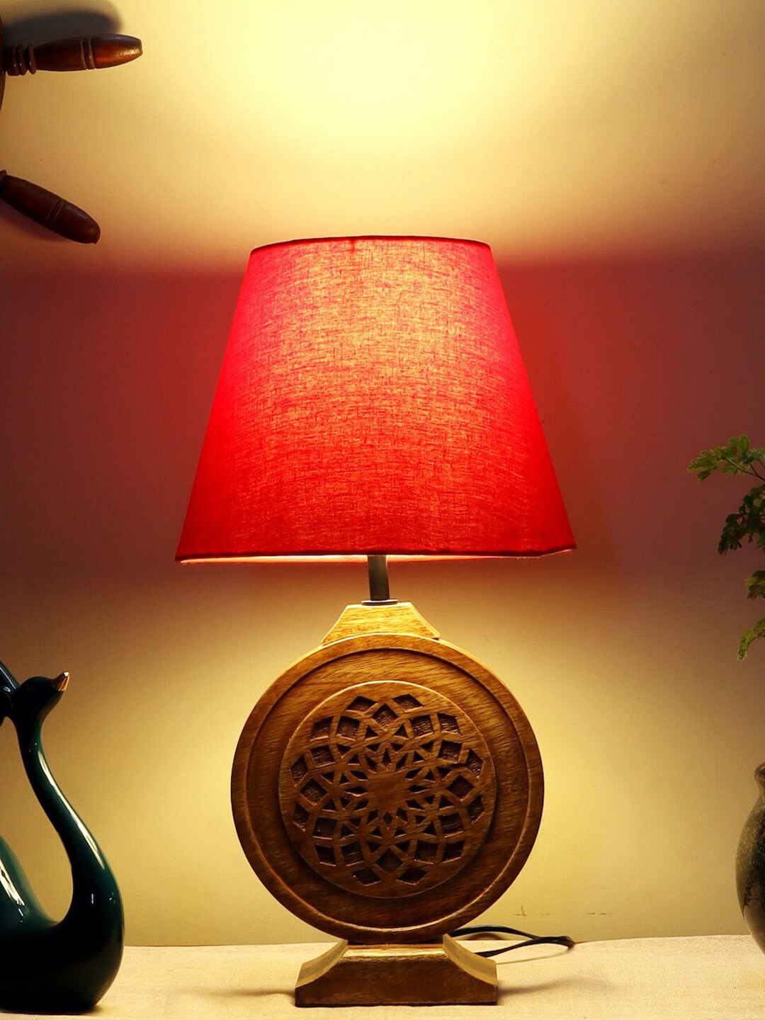 nakshikathaa Brown Table Lamp with Shade Price in India