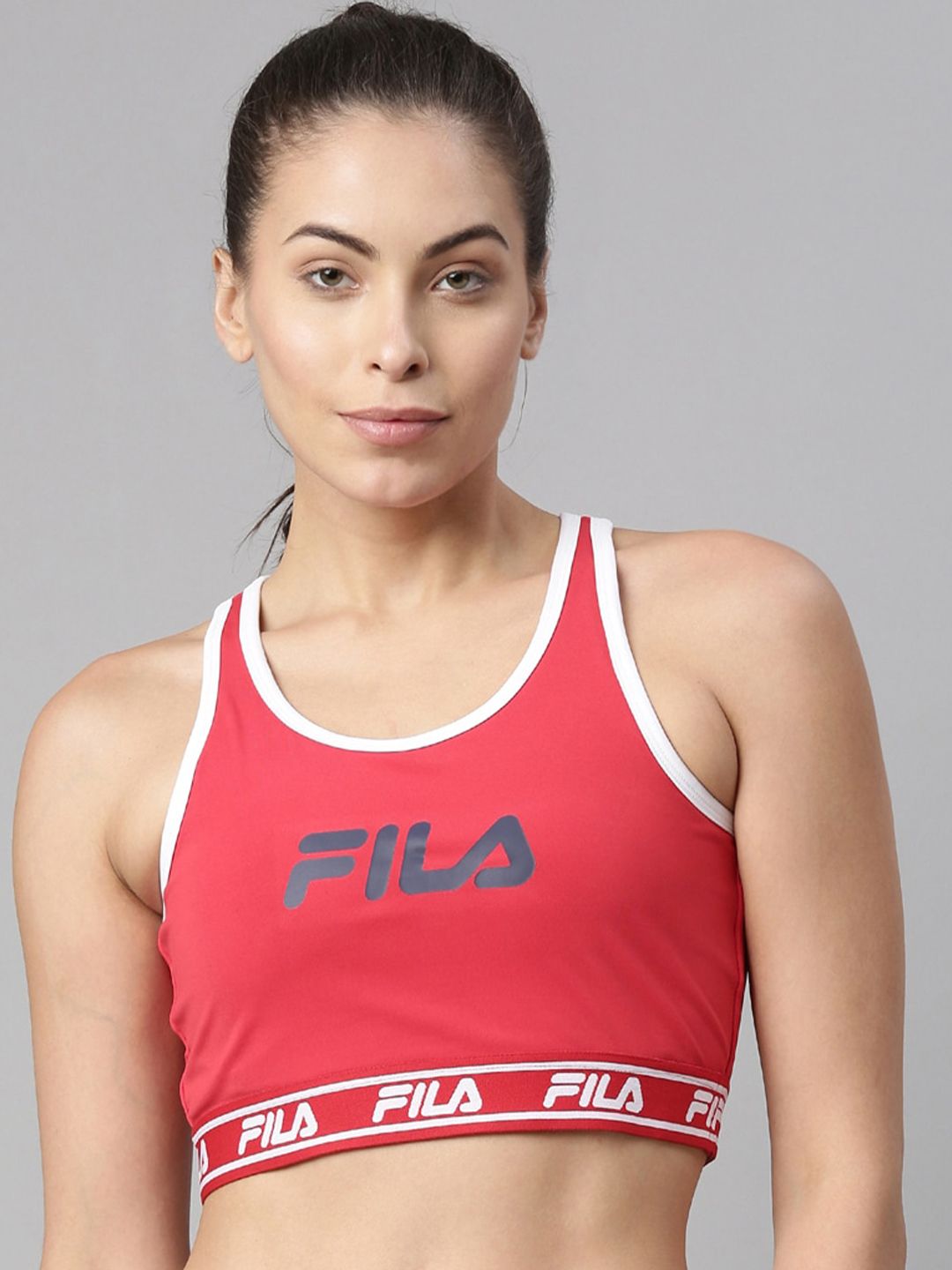 FILA Red & White Non Wired Full Covered Workout Bra Price in India