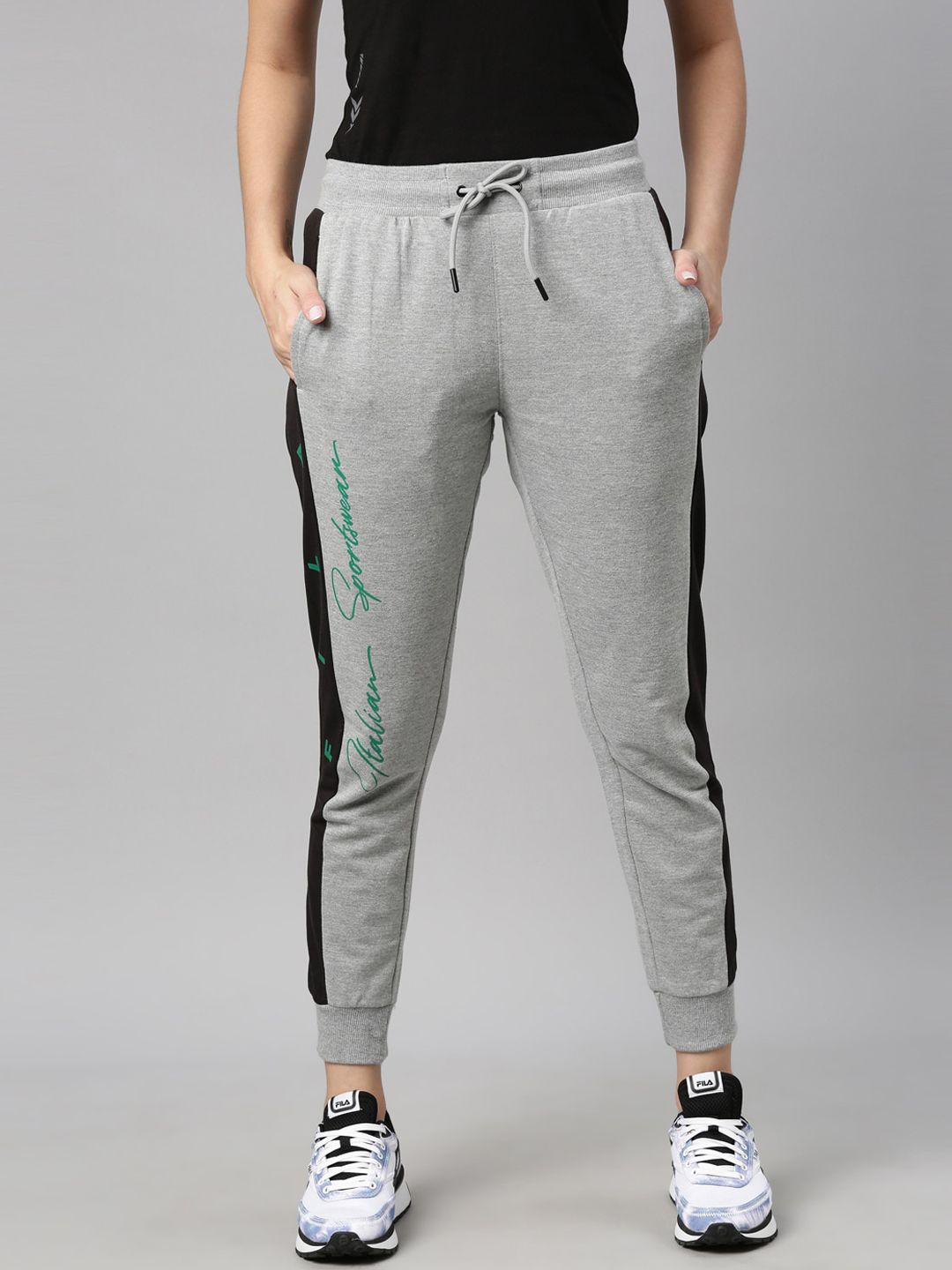 FILA Women Grey Solid Cotton Joggers Price in India