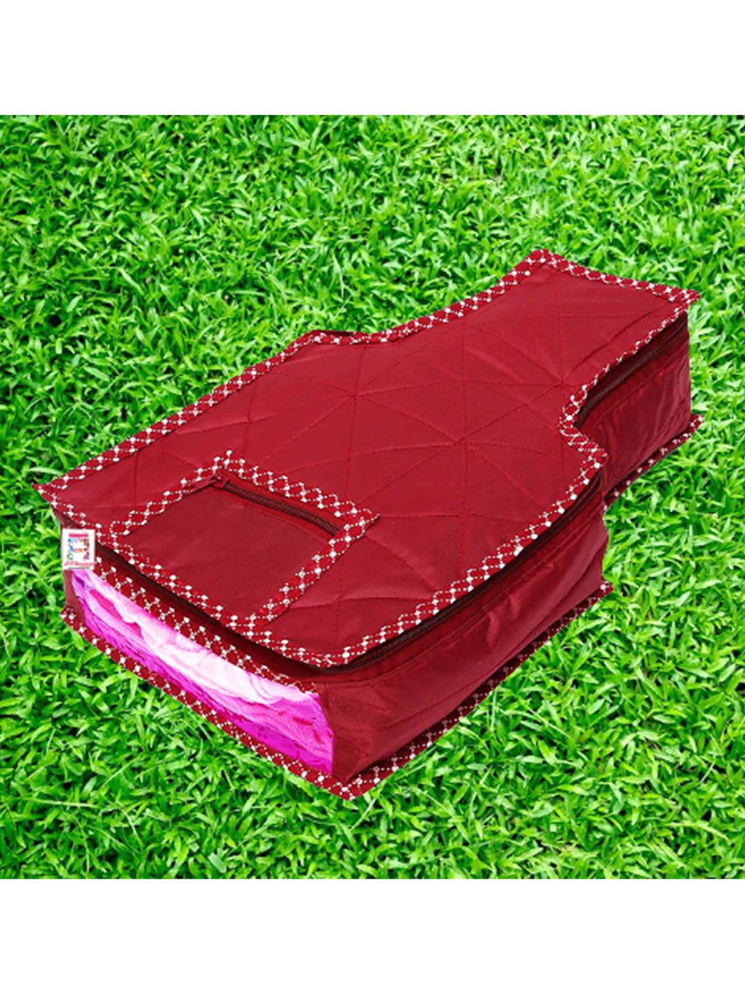 atorakushon Maroon Solid Blouse Storage Organizer Price in India